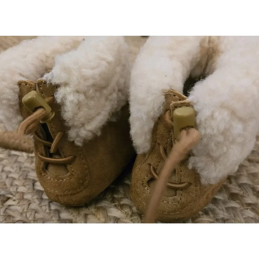 Ugg Cage Baby Boots Toddler Sz 4/5C‎ Brown Fur Lined Booties